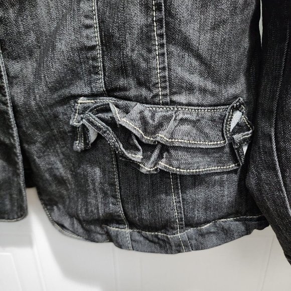 Lane Bryant Women's Long Sleeve One Button Blazer Jacket Stretch Black Denim 16 - Picture 4 of 9